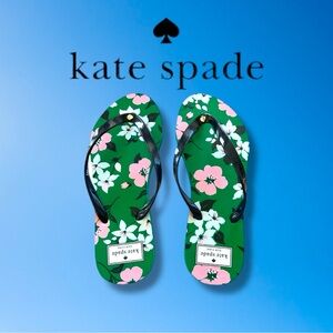 KATE SPADE Fleur Lily Blooms Wintergreen Flip Flops Sandals